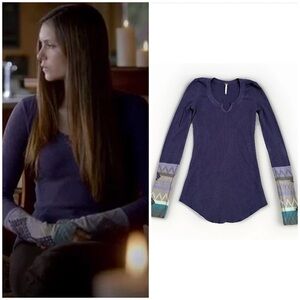 Free People Kombucha Crochet Cuff Thermal top, style worn by Elena Gilbert TVD